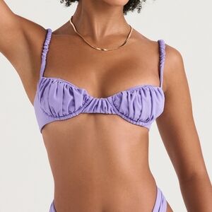 NWT House of CB Cassis Violet Purple Ruched Bikini Top M‎